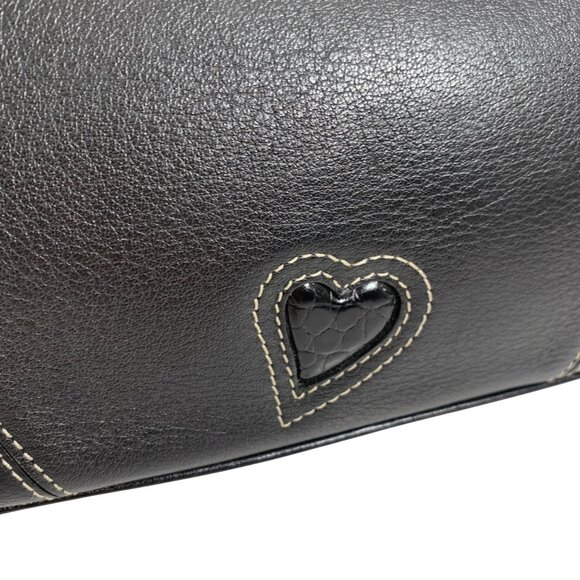 BRIGHTON Hilda Moon Purse Black Croc Embossed Pebbled Leather Demi Shoulder Bag - Picture 6 of 16